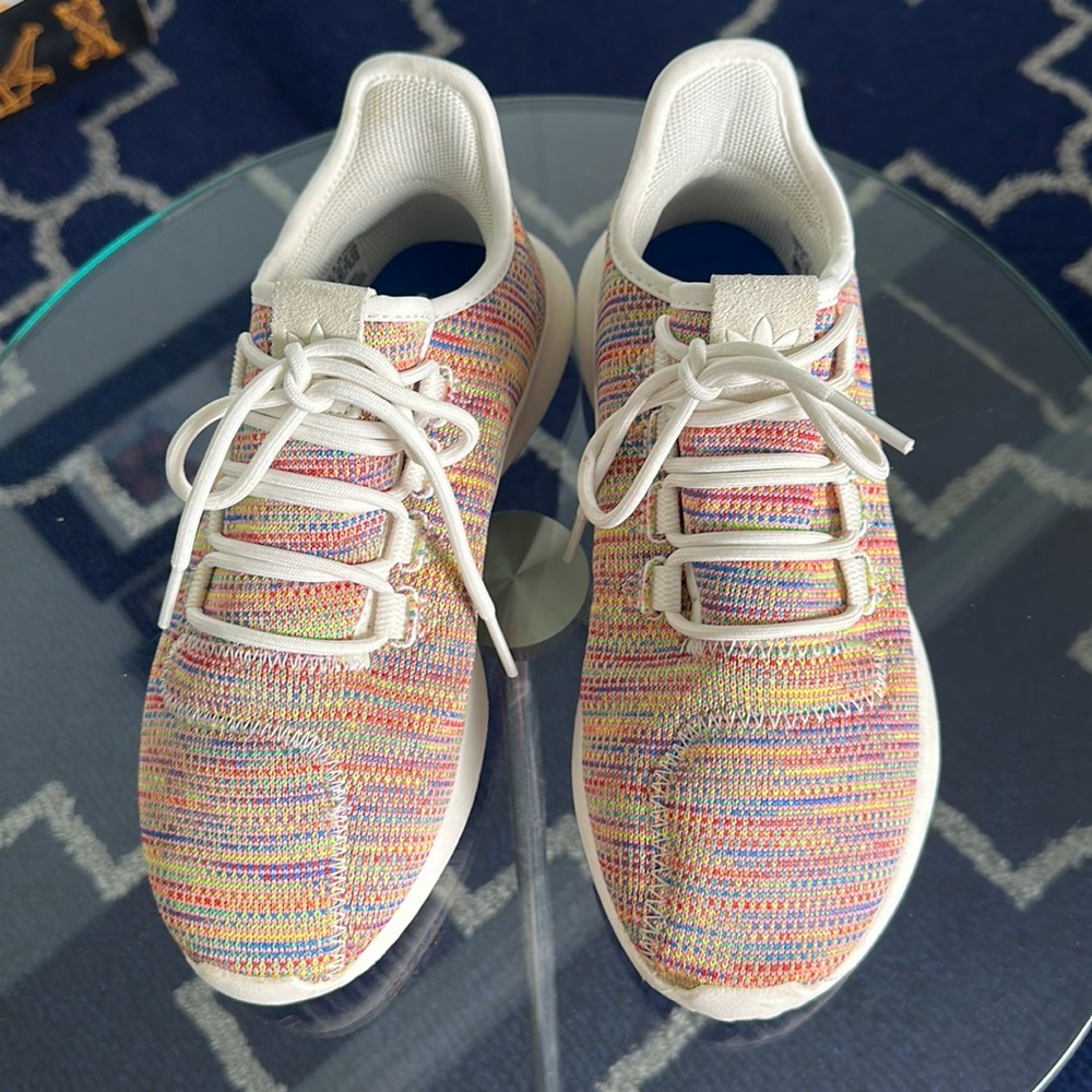 Adidas tubular multicolor tennis shoes